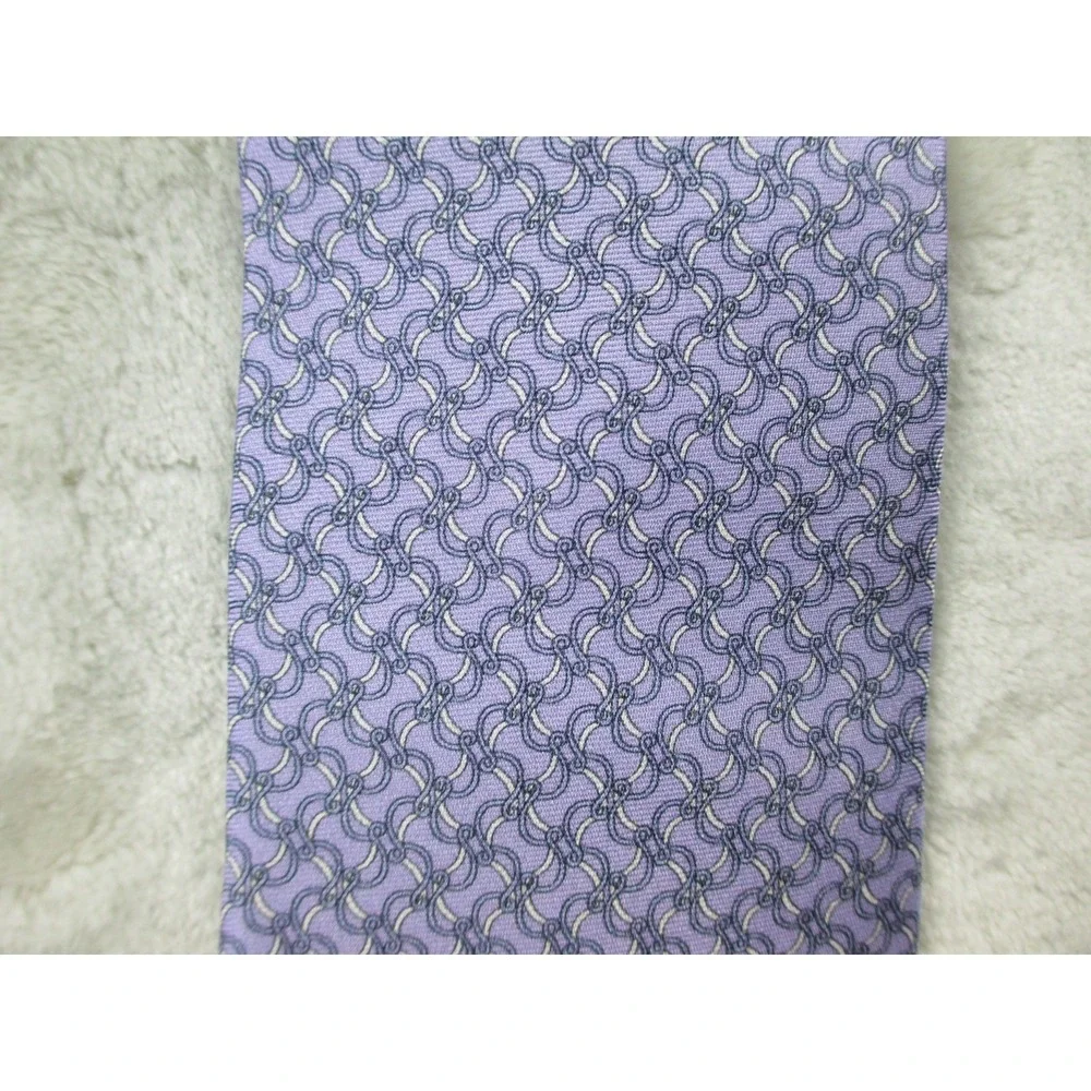NEW ETON Neck Tie Mens Purple Geometric Silk Made In Italy Casual 01